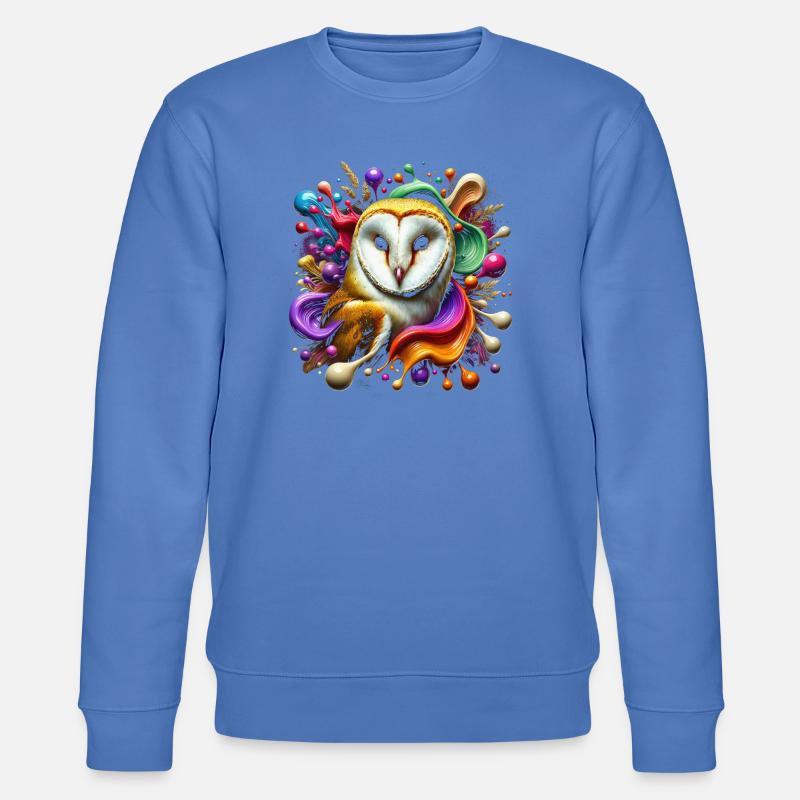 Coole Schleiereule mit bunten Farbklecksen - Stanley/Stella Unisex Bio-Sweatshirt CHANGER - Blau