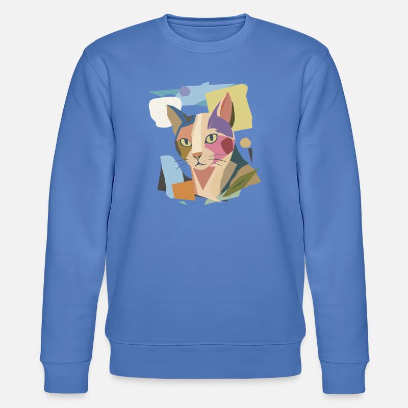 Abstrakte Katze im modernen Farbblock-Design - Stanley/Stella Unisex Bio-Sweatshirt CHANGER  - Blau