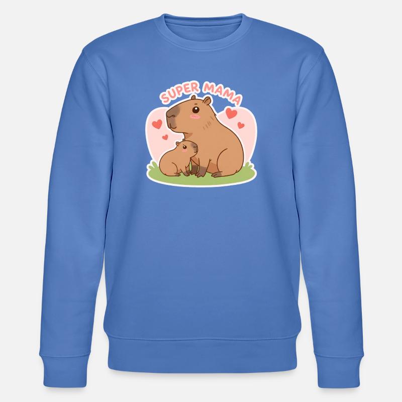 Super-Mama Capybara - Stanley/Stella Unisex Bio-Sweatshirt CHANGER  - Blau