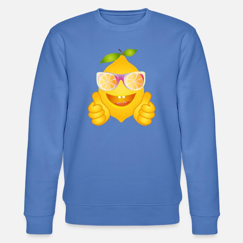 Coole Zitrone mit Sonnenbrille – Comicfrucht - Stanley/Stella Unisex Bio-Sweatshirt CHANGER  - Blau