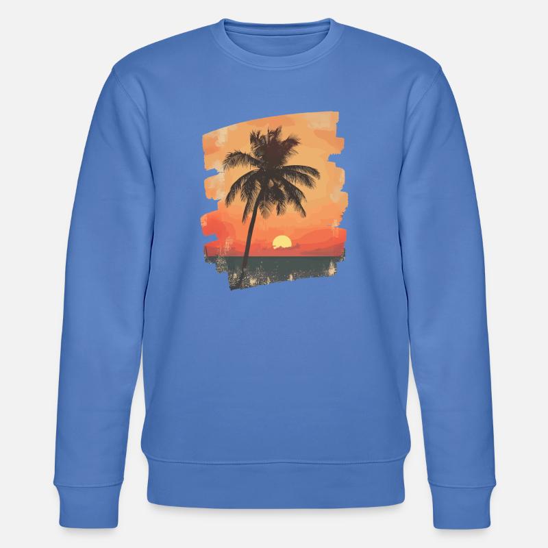 Palm Tree Sunset Summer Sun - Stanley/Stella CHANGER Unisex Organic Sweatshirt - bright blue