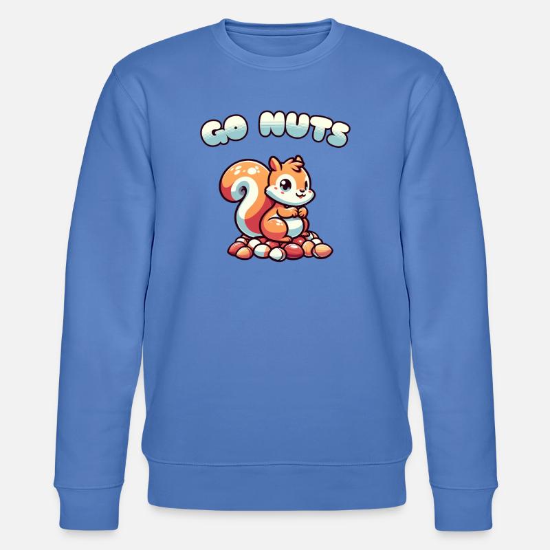Eichhörnchen sitzt auf Nüssen Cartoon-Tee - Stanley/Stella Unisex Bio-Sweatshirt CHANGER  - Blau