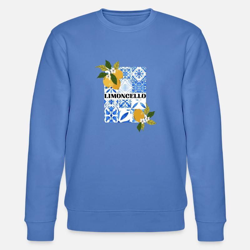 Limoncello – Citrus and Azulejo Pattern - Stanley/Stella CHANGER Unisex Organic Sweatshirt - bright blue