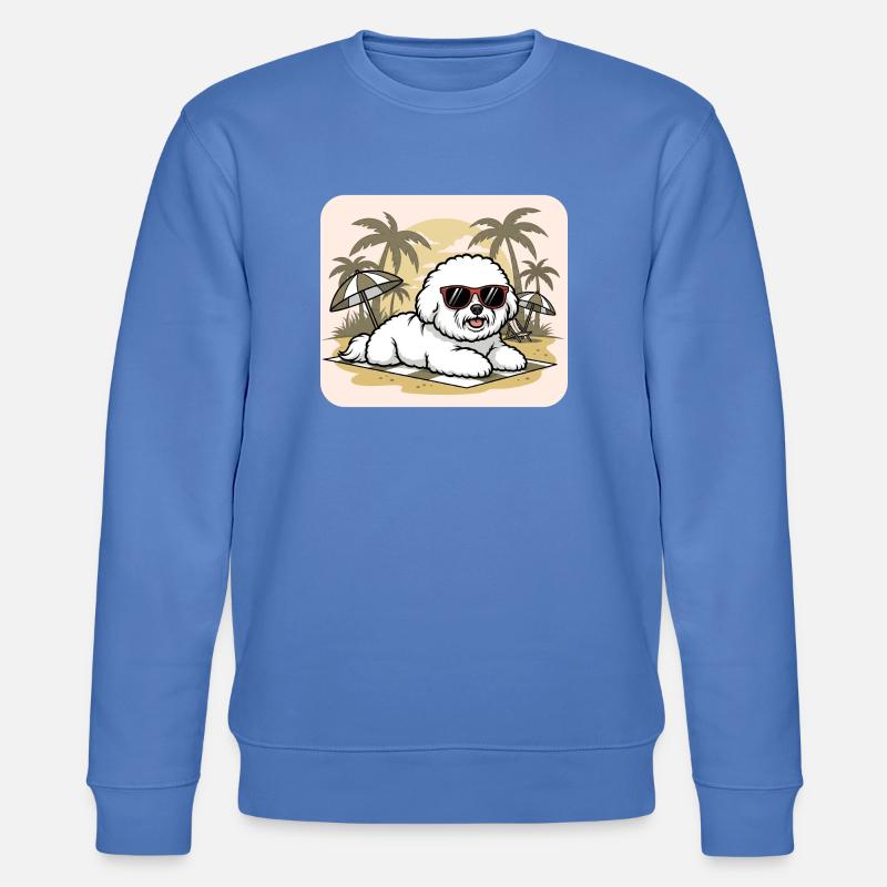 Sommer Malteser mit Sonnenbrille - Stanley/Stella Unisex Bio-Sweatshirt CHANGER  - Blau