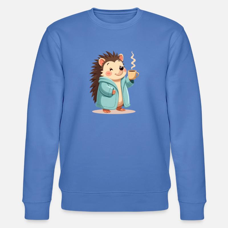 Hedgehog Mit Kaffee Pullover Design - Stanley/Stella Unisex Bio-Sweatshirt CHANGER  - Blau