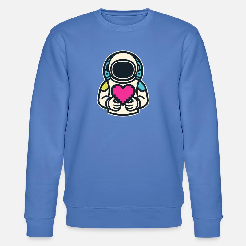 Astronaut mit Pixelherz - Stanley/Stella Unisex Bio-Sweatshirt CHANGER  - Blau