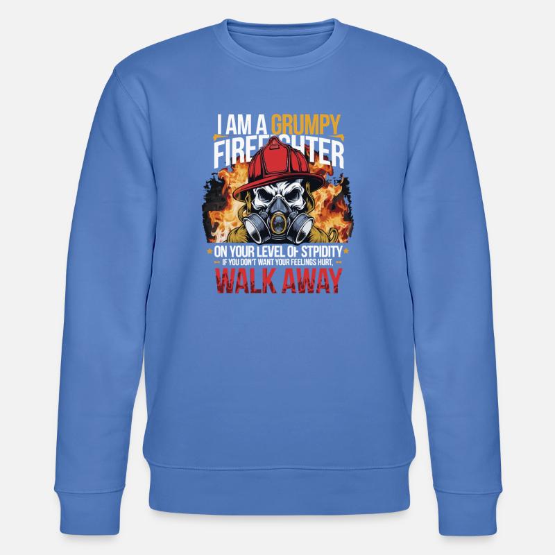 Grumpy Firefighter Skull Design - Sweat bio CHANGER Stanley/Stella Unisexe - bleu