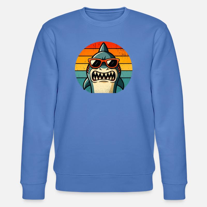 Requin Cool avec Lunettes de Soleil - Sweat bio CHANGER Stanley/Stella Unisexe - bleu