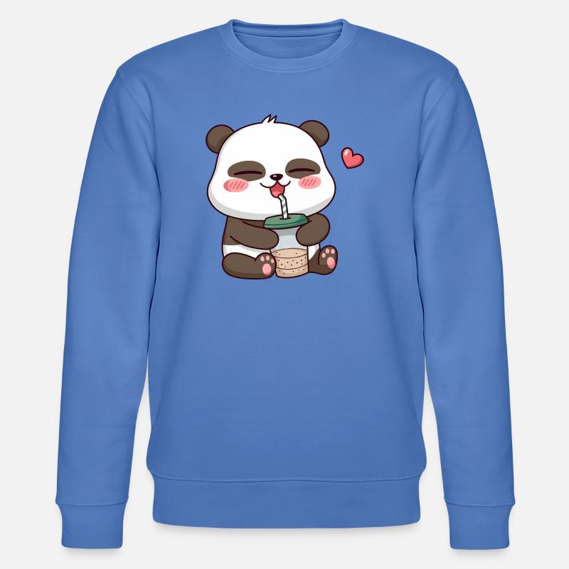 Entzückender Panda trinkt Bubble Tea - Stanley/Stella Unisex Bio-Sweatshirt CHANGER  - Blau