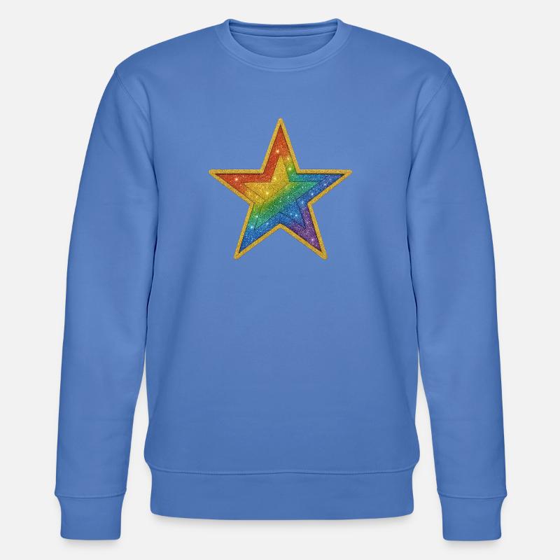 Regenbogen-Glitzer-Stern-Patch-Design - Stanley/Stella Unisex Bio-Sweatshirt CHANGER  - Blau