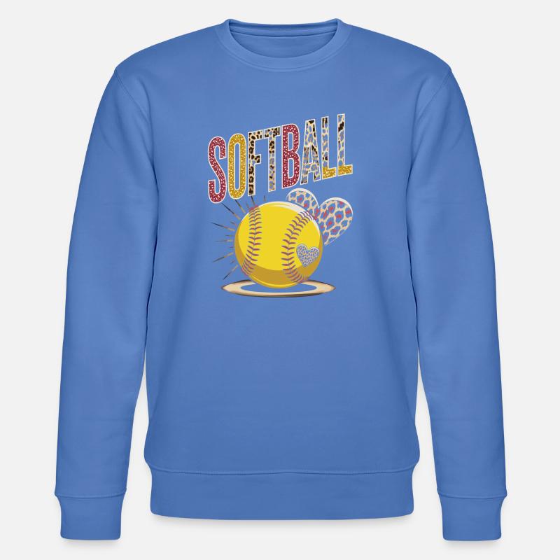 Leopard Print Softball Design - Stanley/Stella Unisex Bio-Sweatshirt CHANGER - Blau