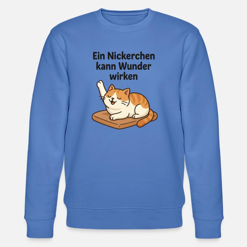 Witziges Kätzchen Nickerchen  - Stanley/Stella Unisex Bio-Sweatshirt CHANGER  - Blau