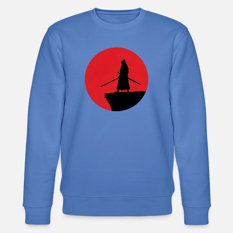Samurai Silhouette vor rotem Mond - Stanley/Stella Unisex Bio-Sweatshirt CHANGER  - Blau