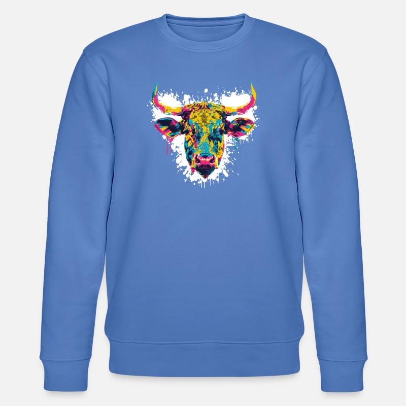 Kuhkopf Rind Farbklecks - Stanley/Stella Unisex Bio-Sweatshirt CHANGER  - Blau
