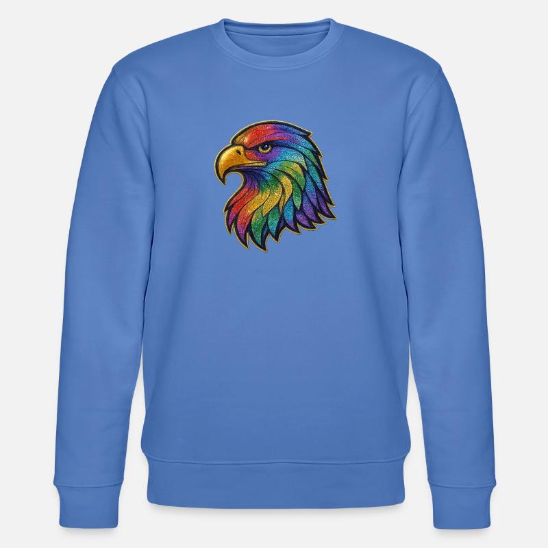 Rainbow Eagle Head Patch - Stanley/Stella CHANGER Unisex Organic Sweatshirt - bright blue