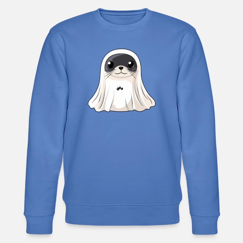 Robbe Tier Halloween Geist - Stanley/Stella Unisex Bio-Sweatshirt CHANGER  - Blau