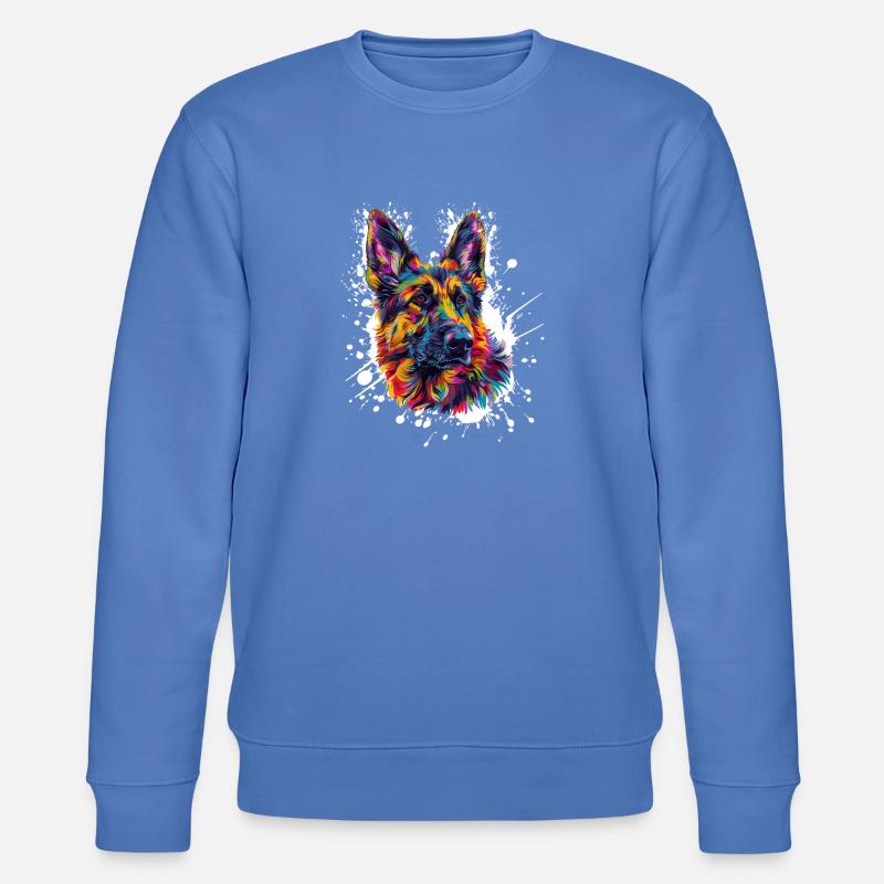 Hund Schäferhund Farbklecks - Stanley/Stella Unisex Bio-Sweatshirt CHANGER  - Blau
