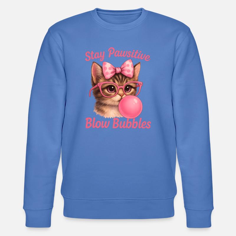 Chat mignon - Stay Pawsitive Blow Bubbles - Sweat bio CHANGER Stanley/Stella Unisexe - bleu