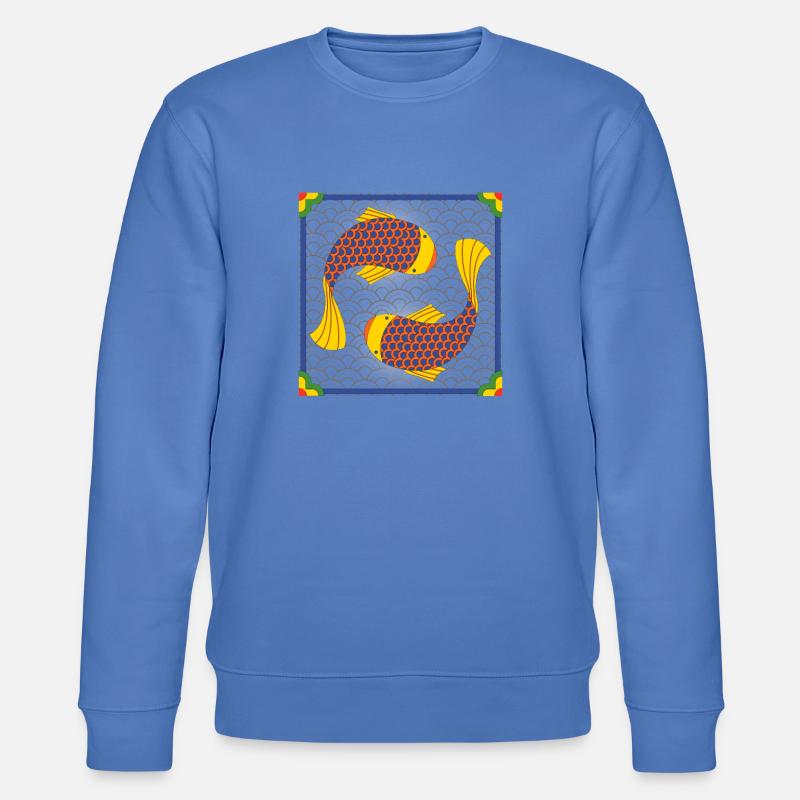 Korean Koi Fish Pattern - Stanley/Stella CHANGER Unisex Organic Sweatshirt - bright blue