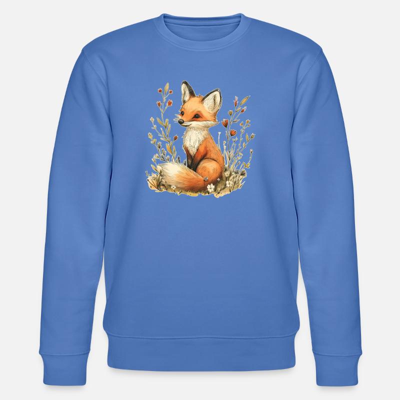 Fuchs mit Blumen - Stanley/Stella Unisex Bio-Sweatshirt CHANGER  - Blau