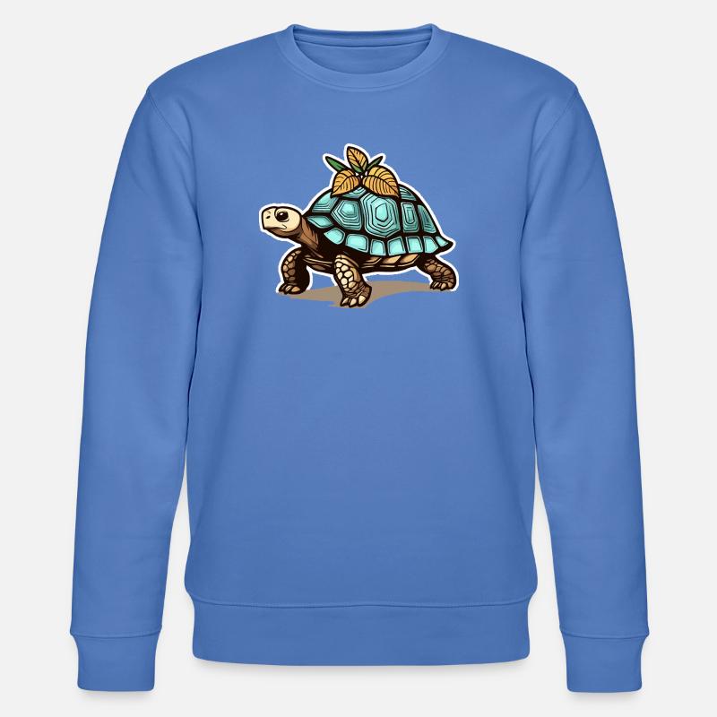 Turtle with blue shell & leaves - Stanley/Stella CHANGER Unisex Organic Sweatshirt - bright blue