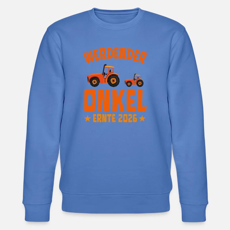 Werdender ONKEL Ernte 2026 Traktor - Stanley/Stella Unisex Bio-Sweatshirt CHANGER  - Blau