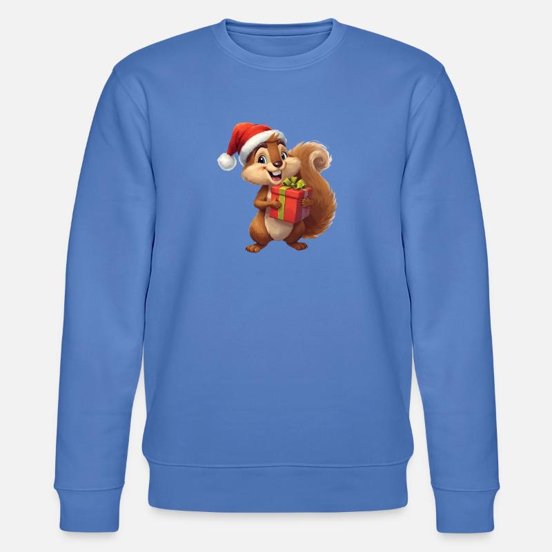 Weihnachts-Eichhörnchen mit Geschenk - Stanley/Stella Unisex Bio-Sweatshirt CHANGER  - Blau