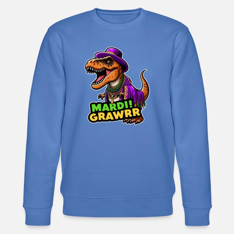 T Rex Carnaval Mardi Gras - Sweat bio CHANGER Stanley/Stella Unisexe - bleu