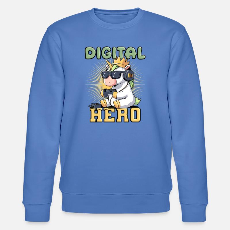 Zocken - digital hero einhorn - Stanley/Stella Unisex Bio-Sweatshirt CHANGER  - Blau