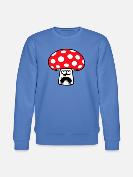 Mushroom frightened, panicking, looking up, - Stanley/Stella CHANGER Unisex Organic Sweatshirt - bright blue
