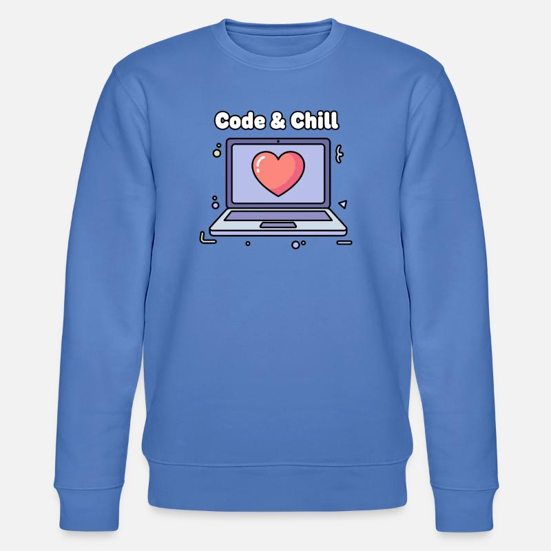 Code & Chill Herz Laptop - Stanley/Stella Unisex Bio-Sweatshirt CHANGER  - Blau