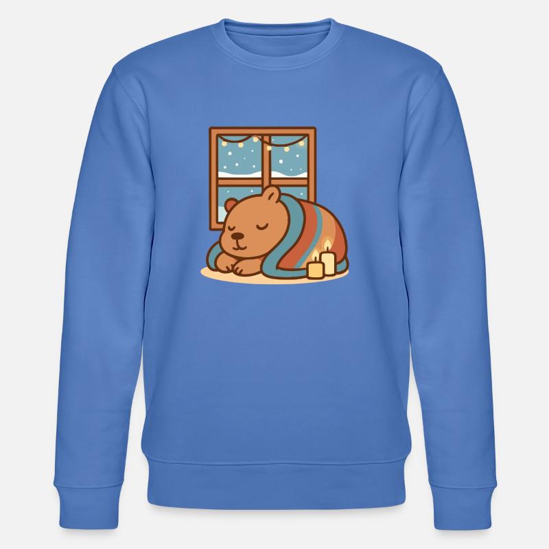 Capybara kuschelt sich im Winter ein - Stanley/Stella Unisex Bio-Sweatshirt CHANGER  - Blau