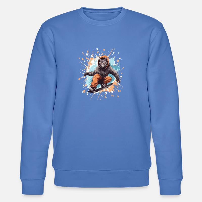 Katze Snowboard - Stanley/Stella Unisex Bio-Sweatshirt CHANGER  - Blau