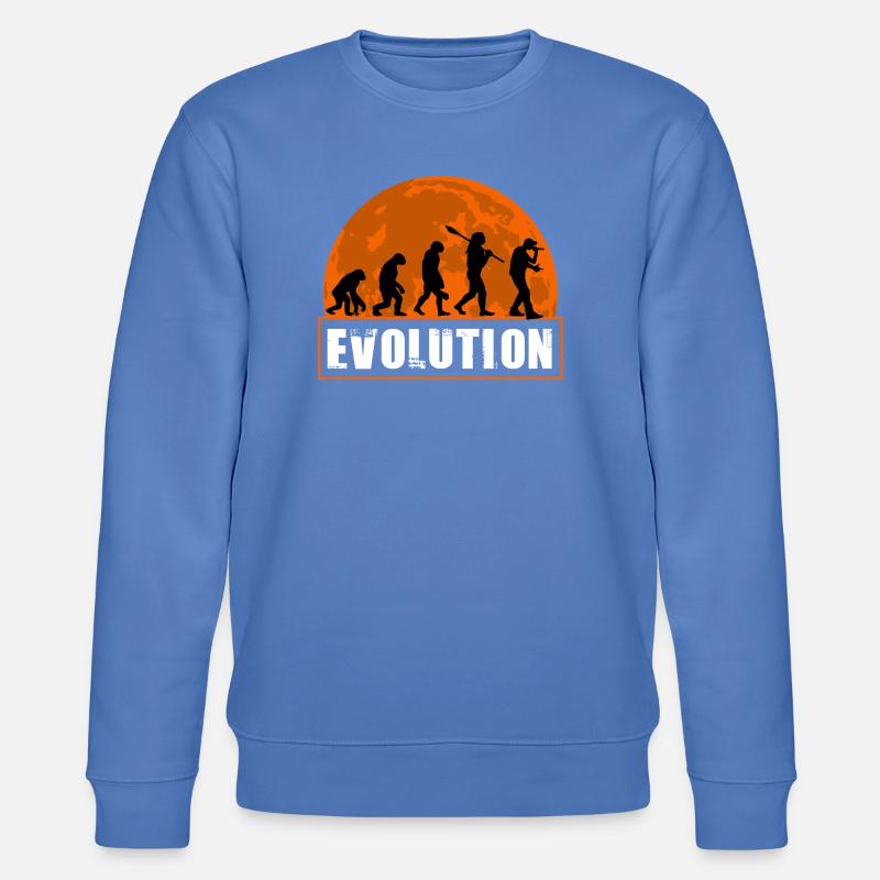 Funny Human Evolution Rapper - Stanley/Stella CHANGER Unisex Organic Sweatshirt - bright blue