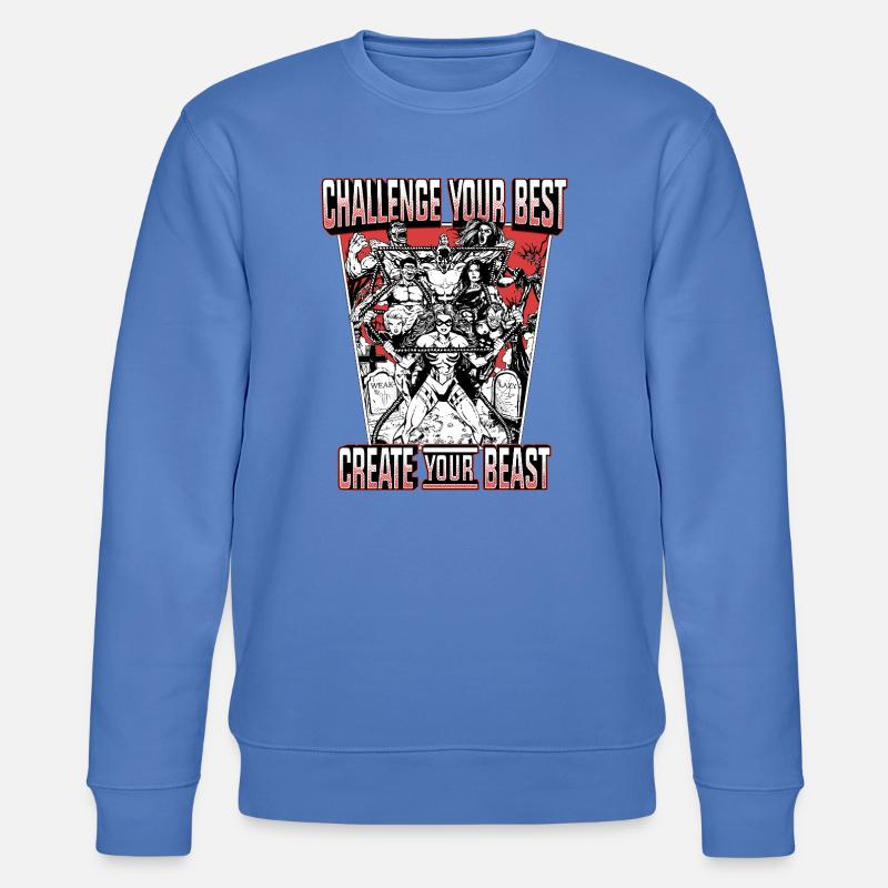 CYB - Backprint - Black/White/Red - Challenge - Stanley/Stella CHANGER Unisex Organic Sweatshirt - bright blue