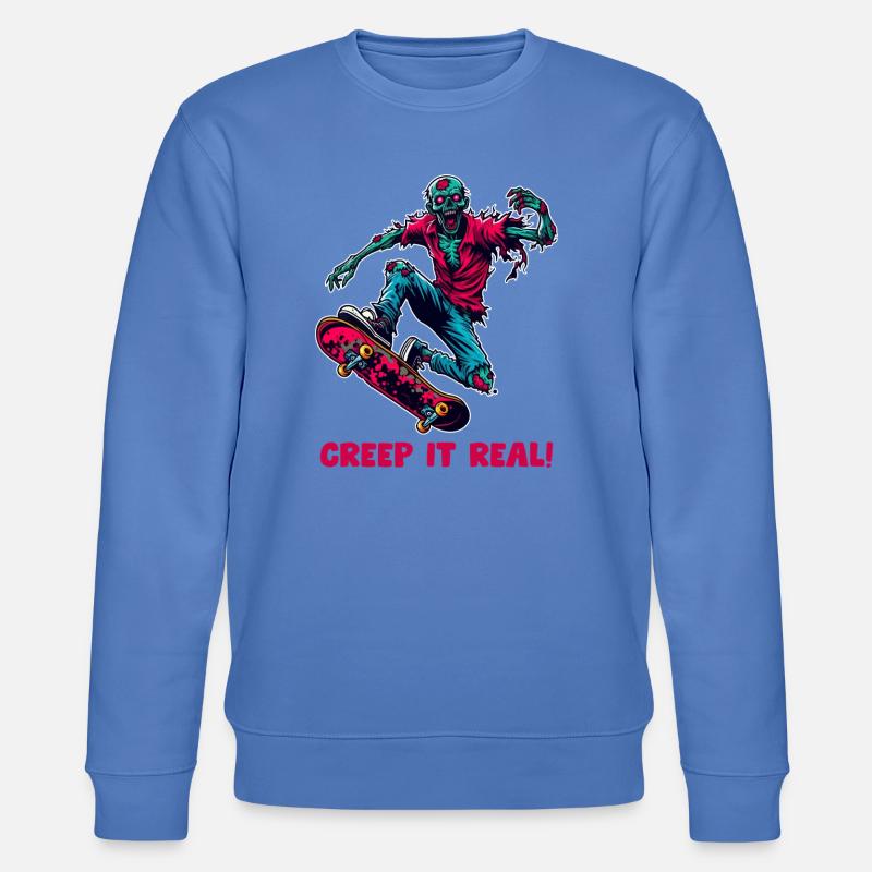 Zombie Skateboarder Neon Horror - Stanley/Stella Unisex Bio-Sweatshirt CHANGER  - Blau
