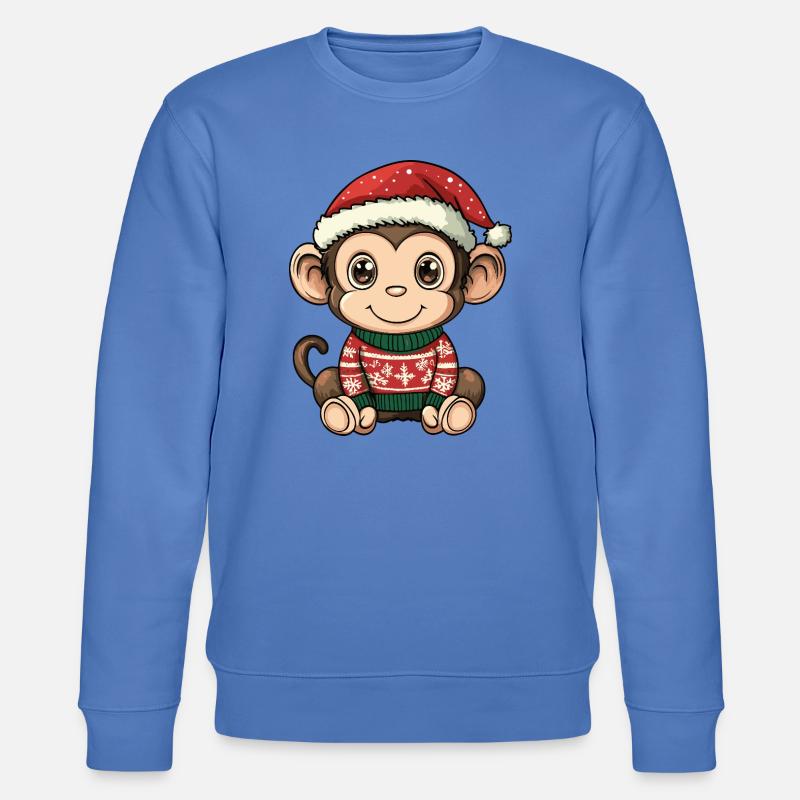 Affe Weihnachten - Stanley/Stella Unisex Bio-Sweatshirt CHANGER - Blau