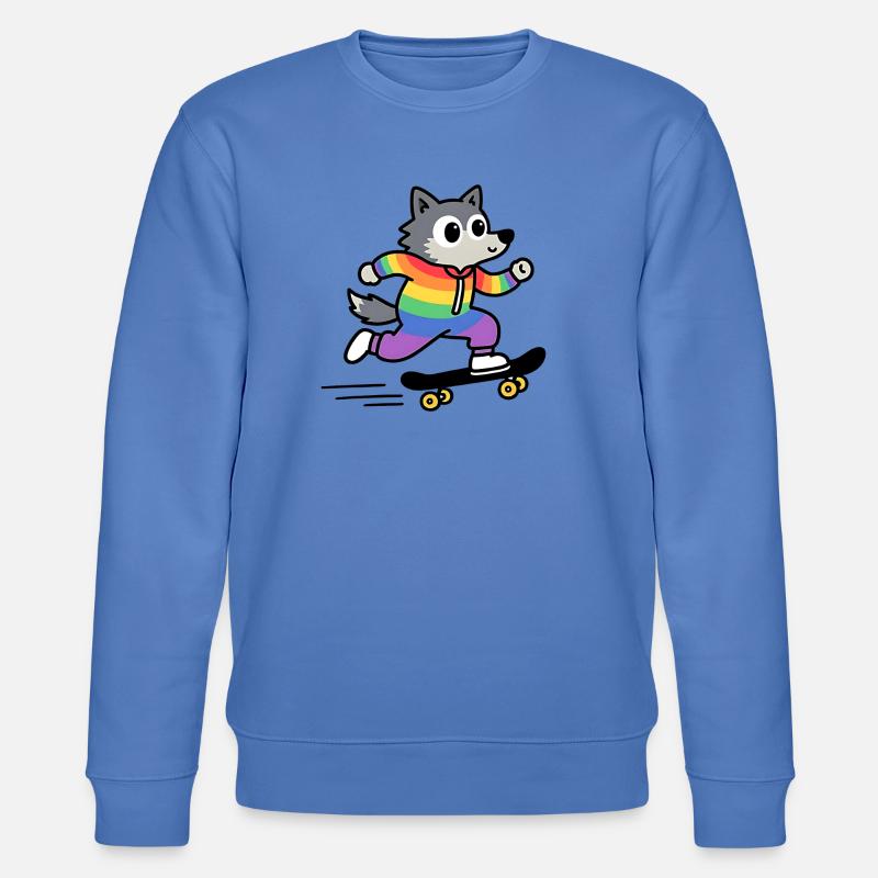Regenbogen Wolf Schlittschuh - Stanley/Stella Unisex Bio-Sweatshirt CHANGER  - Blau