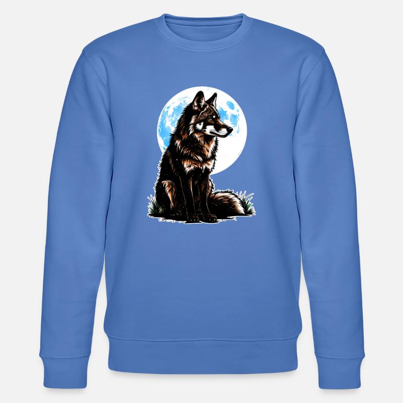 Un loup devant une lune bleue - Sweat bio CHANGER Stanley/Stella Unisexe - bleu