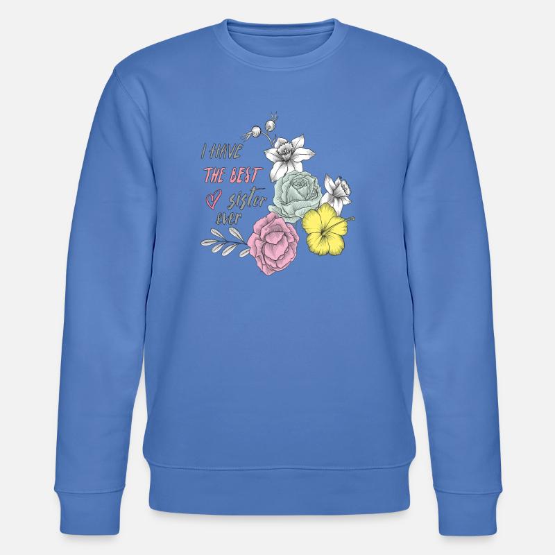 Beste Schwester Blüten Herz  - Stanley/Stella Unisex Bio-Sweatshirt CHANGER  - Blau