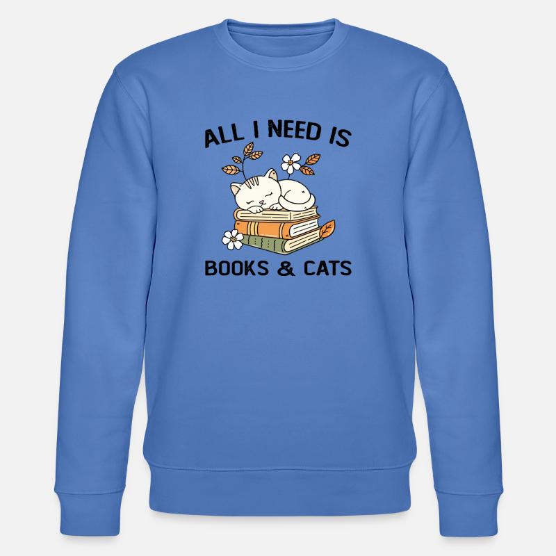 Bücher und Katzen Geschenkidee Frau Mann - Stanley/Stella Unisex Bio-Sweatshirt CHANGER  - Blau