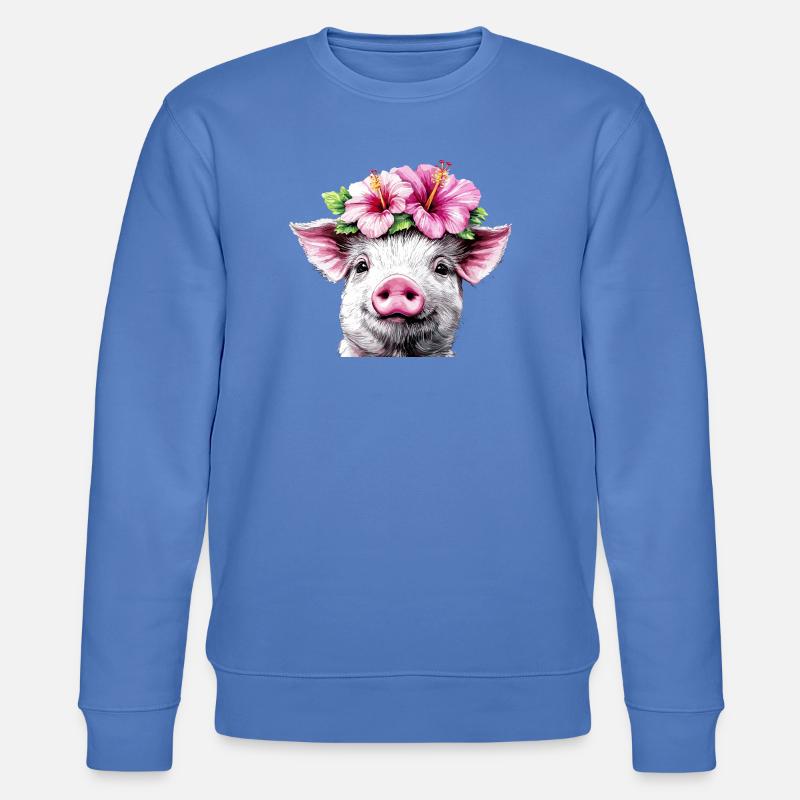 Hibiskuskrone Schwein - Stanley/Stella Unisex Bio-Sweatshirt CHANGER - Blau
