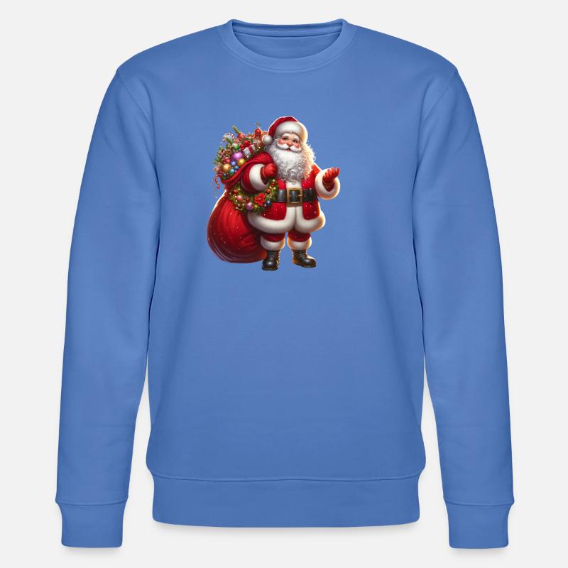 Weihnachtsmann mit Geschenksäckchen - Stanley/Stella Unisex Bio-Sweatshirt CHANGER  - Blau