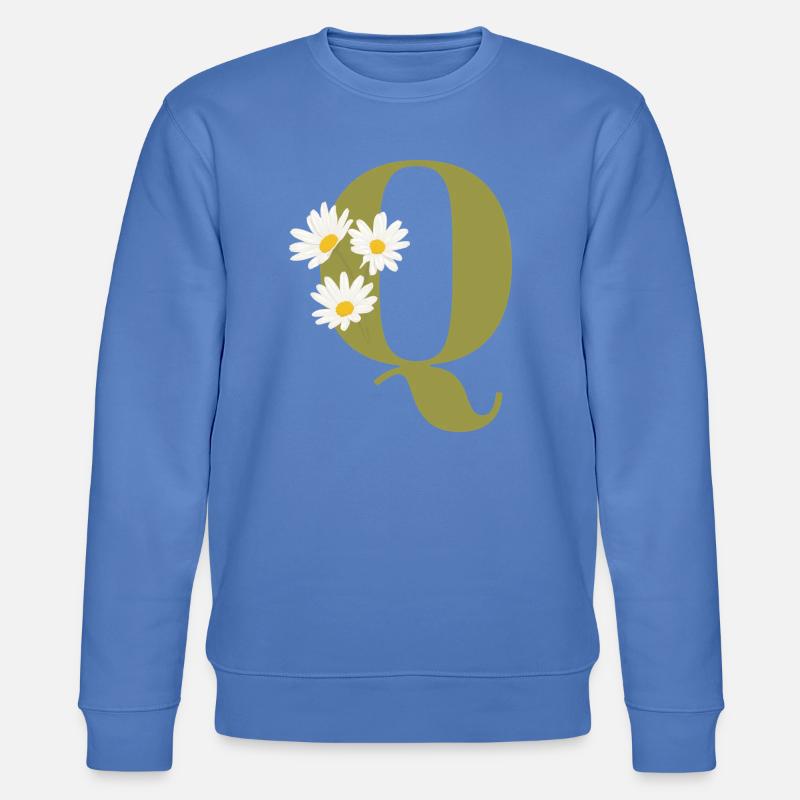 Buchstaben q grüne Gänseblümchen - Stanley/Stella Unisex Bio-Sweatshirt CHANGER - Blau