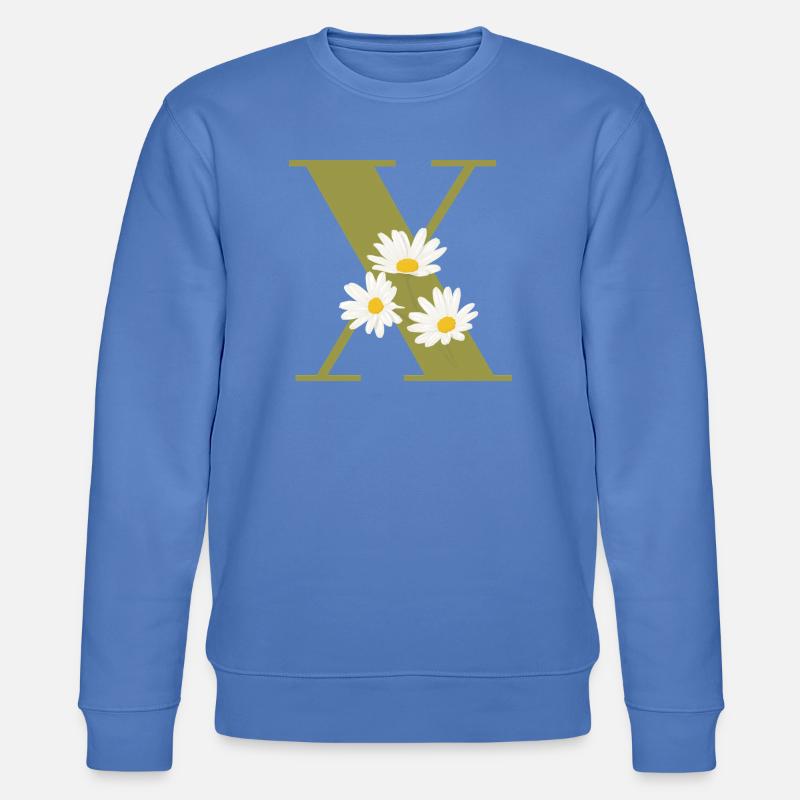 Buchstabe x Grüne Gänseblümchen - Stanley/Stella Unisex Bio-Sweatshirt CHANGER  - Blau