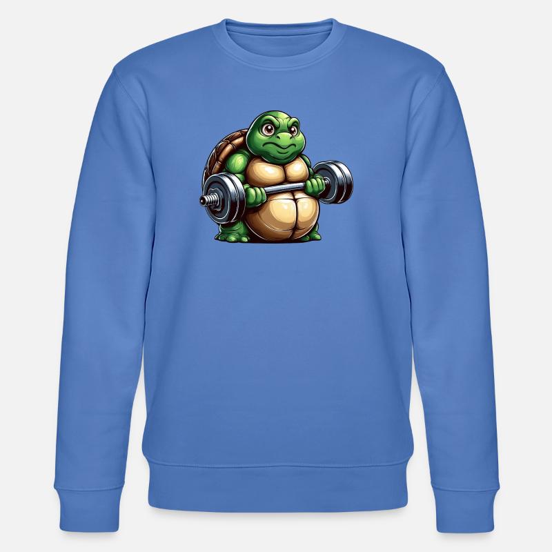 Grim Turtle Dumbbell Training Workout - Stanley/Stella CHANGER Unisex Organic Sweatshirt - bright blue
