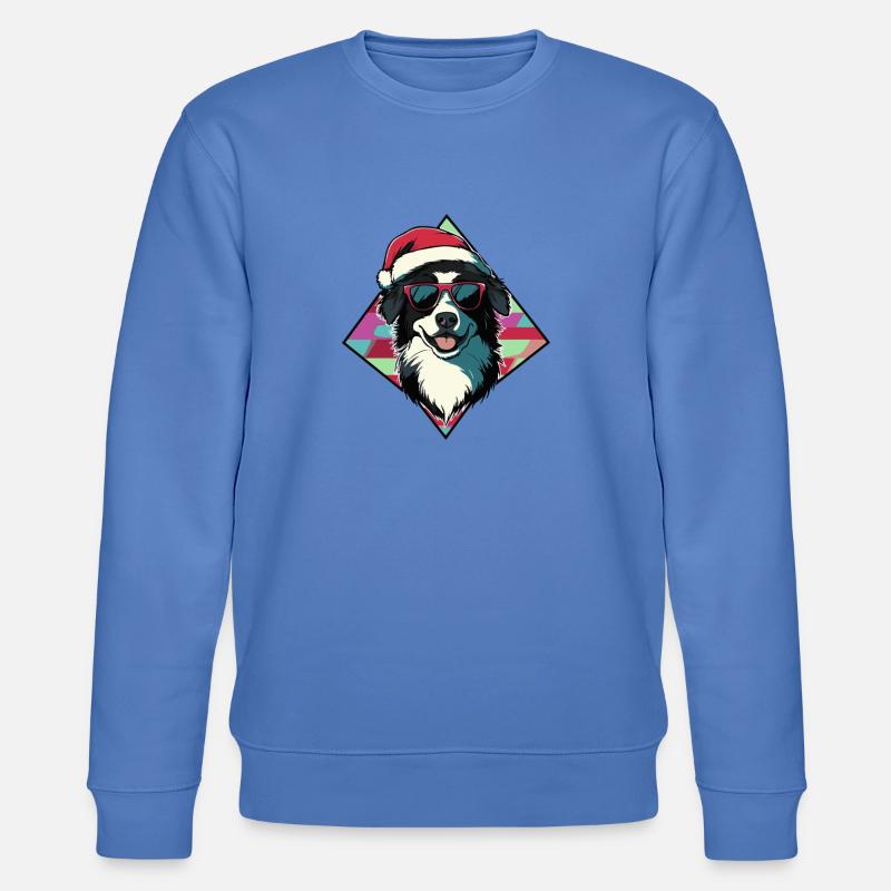 Santas Hund mit Sonnenbrille - Stanley/Stella Unisex Bio-Sweatshirt CHANGER  - Blau