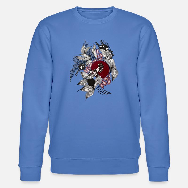 Roter Kreis mit silbernen Blättern - Stanley/Stella Unisex Bio-Sweatshirt CHANGER  - Blau