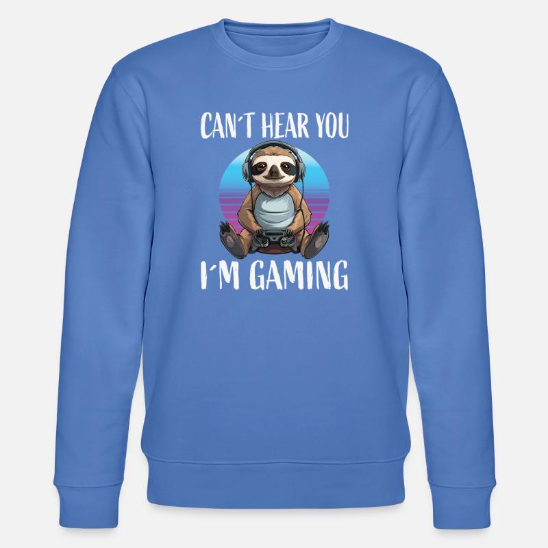 Gamer Sloth im Retro Sunset - Stanley/Stella Unisex Bio-Sweatshirt CHANGER  - Blau