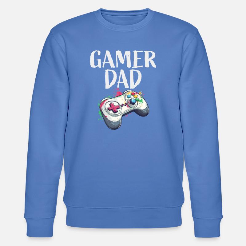 Gamer Dad Controller Splash - Stanley/Stella CHANGER Unisex Organic Sweatshirt - bright blue